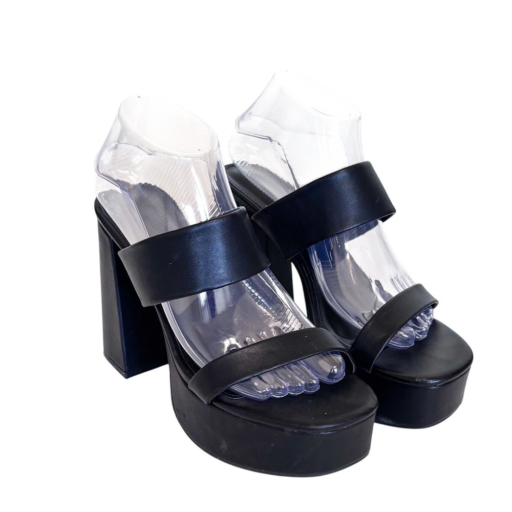 Charlotte Russe Bratz Chunky Platform‎ Sandals Size 8 Black Faux Leather Y2K 90s